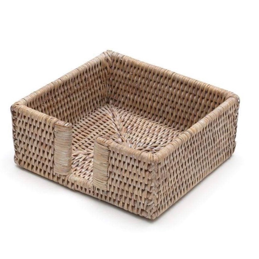 Rattan Cocktail Napkin Holder / White